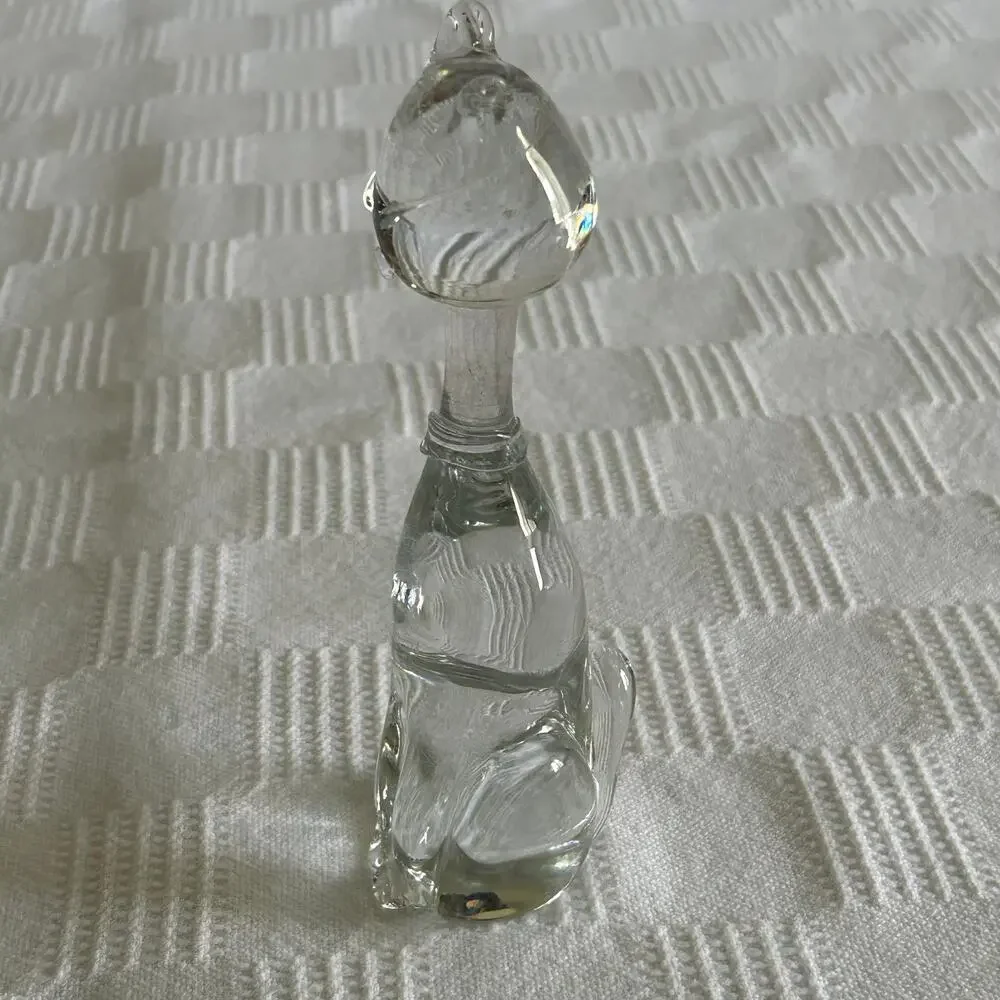 Cat Glass Art Figure MCM 7.5
